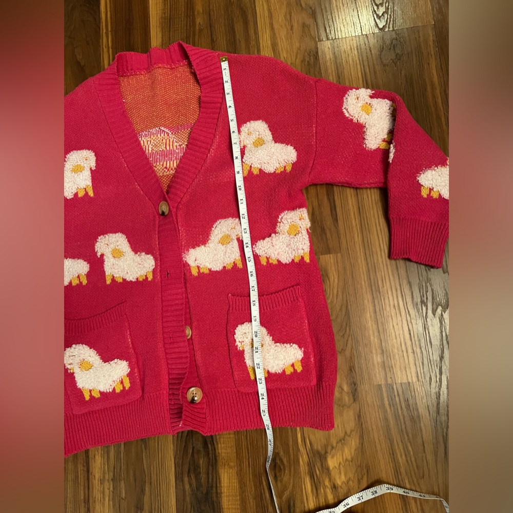 Womens Long Cardigan Button Down Patchwork Knitte… - image 2